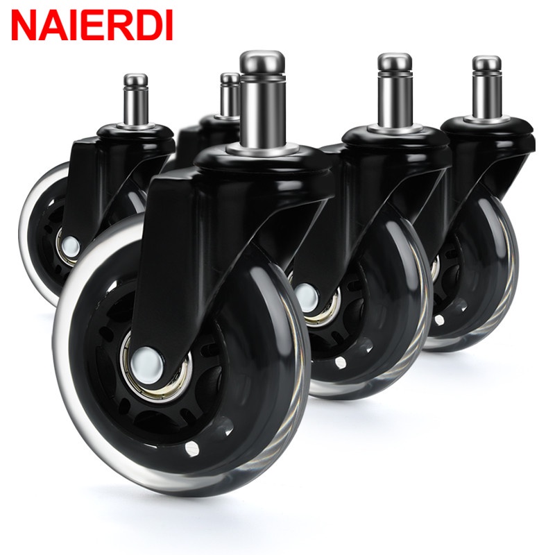 NAIERDI 5PCS Office Chair Caster Wheels 3 Inch Swivel Rubber Caster Wheels Replacement Soft Safe Rollers Furniture Hardware|Casters| - AliExpress