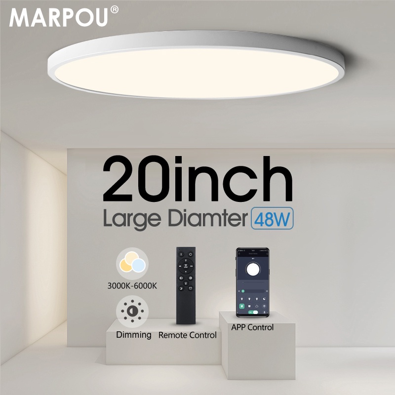 Marpou 20inch 48w Smart Lamp Led Ceiling Lamp App/ Remote Control Dimmable Indoor Lighting For Living Room ​led Lights For Room - Ceiling Lights - AliExpress