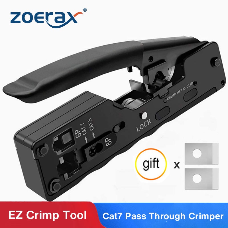 Zoerax [cat5 Cat6 Cat7 Pass Through Crimper] For Rj45 Rj12 Rj11 Network Connectors Modular Plugs Ethernet Cables Ez Crimp Tool - Cable Tools - AliExpress