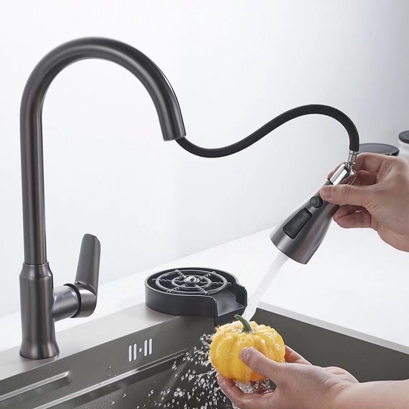 Grey Kitchen Faucet Single Hole Pull Out Spout Kitchen Sink Mixer Tap Stream Sprayer Head Chrome/Black Mixer Tap| | - AliExpress