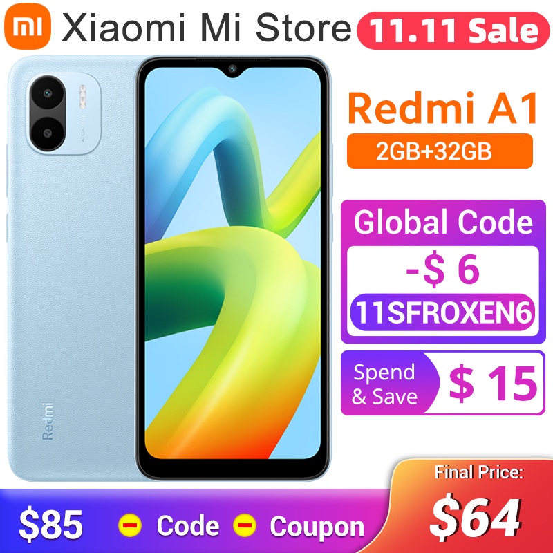 Global Version Xiaomi Redmi A1 Mobile Phone Mtk Helio A22 8mp Camera 2gb+32gb 5000mah Battery 10w Fast Charging 6.52'' Display - Mobile Phones - AliExpress