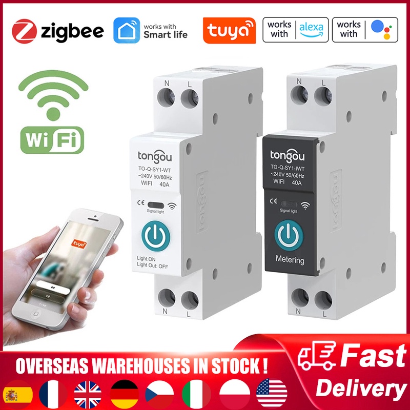 Tuya Wifi Smart Circuit Breaker With Metering 1p 63a Loop Timing Modes Wireless Remote Control Switch For Alexa Google Home App - Circuit Breakers - AliExpress