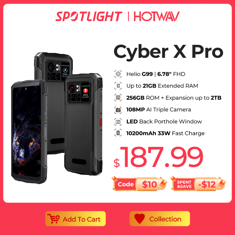[World Premiere] HOTWAV Cyber X Pro Rugged G99 12GB+256GB 6.78'' FHD+ 90Hz Android 13 108MP 10200mAh Battery 33W Fast Charging| | - AliExpress