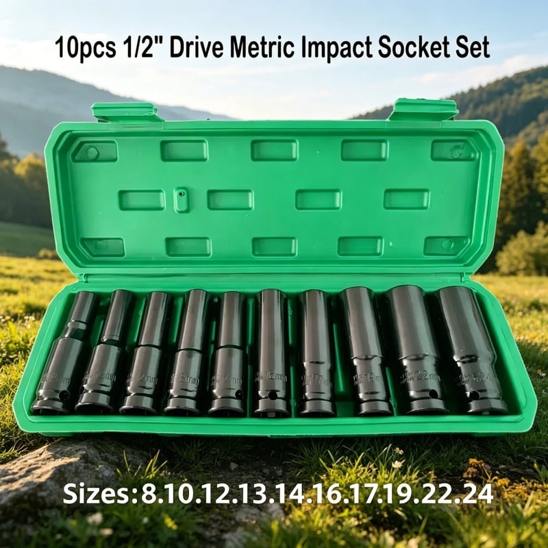10pcs 1/2 inch Drive 8-24mm Metric Impact Socket Set Heavy Duty Universal Deep Wrench for Industrial Auto Repair - AliExpress 1420