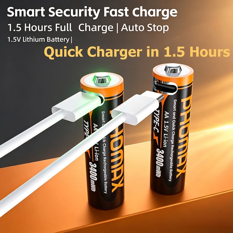 PHOMAX Rechargeable Batteries AA 3400mWh AAA 666mWh Lithium-Ion Battery 1.5V AA/AAA Cell for Clocks Mice Computers Toy Remote - AliExpress 44