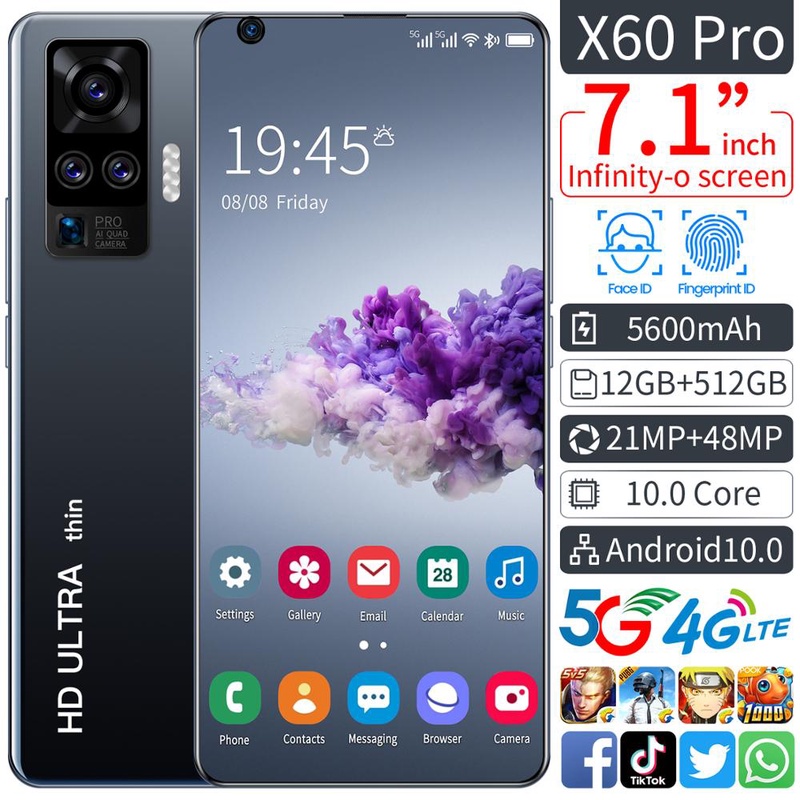 Newest X60 Pro 7.1inch 3040x1440 MTK6799 10 Core Android Smartphones 12GB+512GB 5G Cellphones 5600mAh Large Capacity Mobile Pho|Phone Screen Protectors| - AliExpress