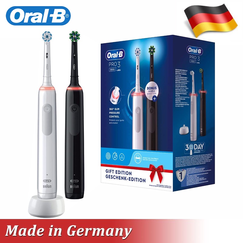 Oral B Pro 3900 2 Pcs Electric Toothbrush With Smart Pressure Sensor For Men Women Electronic Whitening Teeth Brush White Black - Electric Toothbrush - AliExpress
