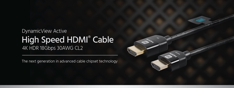 DynamicView Active High Speed HDMI Cable, 4K, HDR, 18Gbps, 30AWG, CL2, 25ft, Black