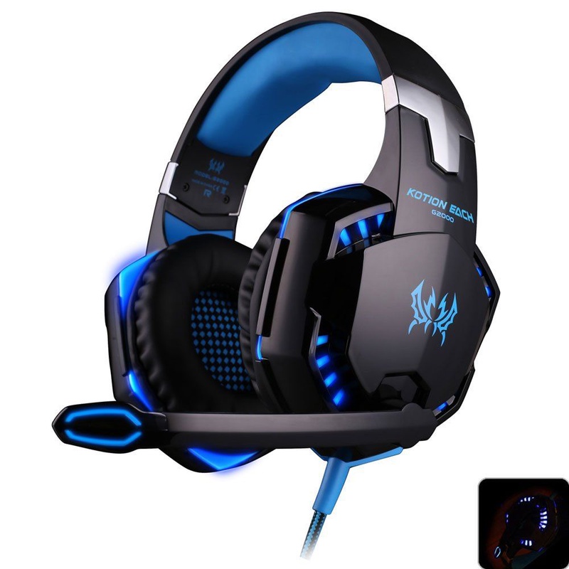 Blue Each G2000 Gaming Headset Stereo Sound 2.2m Wired Headphone Noise Reduction With Microphone For Pc Game | RoseGal.com