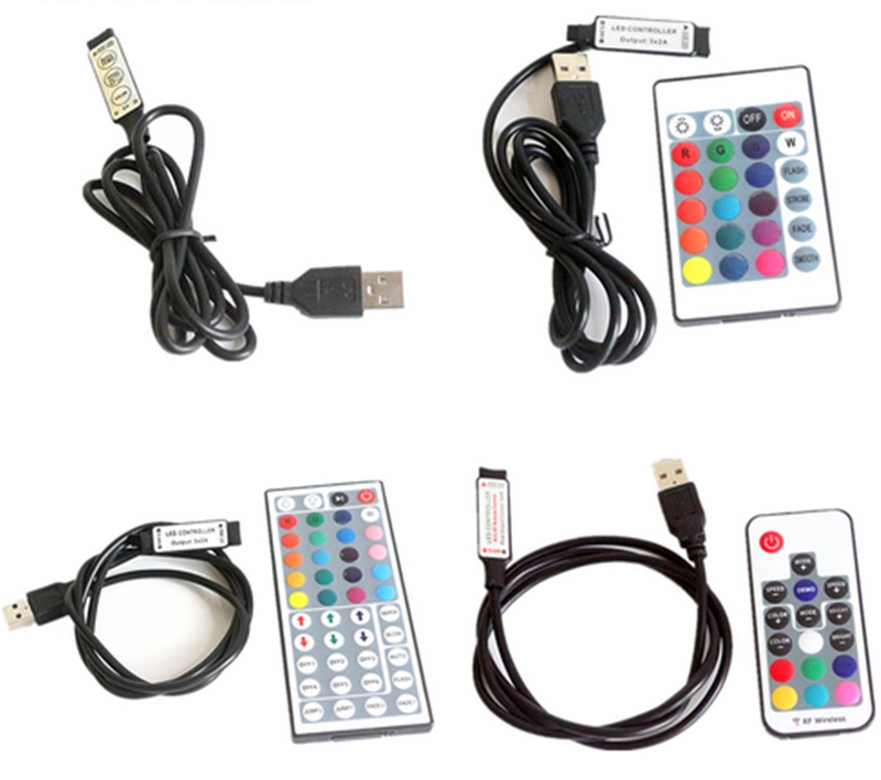 3/17/24/44 Key USB Remote Controller For 5V-24V 5050 RGB LED Strip Light TV Back