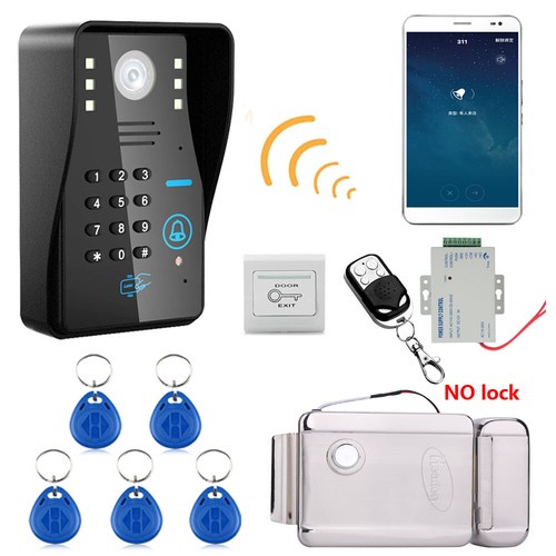 Wireless WIFI Password Video Door Phone Doorbell Intercom+Electronic Door Lock