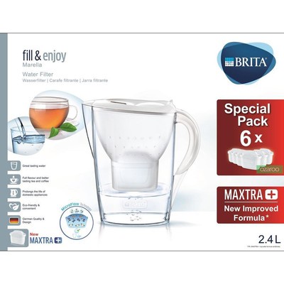 BRITA Marella Cool MAXTRA+ Plus Water Filter Jug 2.4L + 6 Month Cartridges Pack
