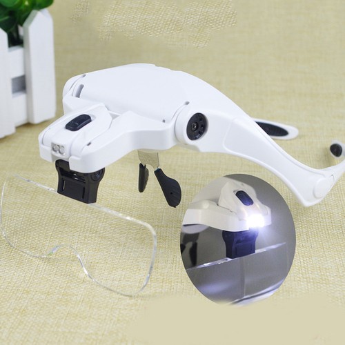 Headband Headset LED Head Lamp Light Jeweler Magnifier Magnifying Glass Loupe