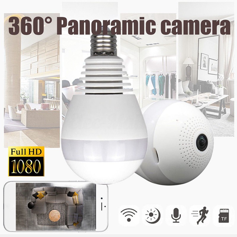 360 degree Panoramic 1080P IR Camera E27 Light Bulb Wifi Fish Eye CCTV Security