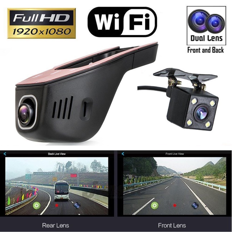 Hidden Camera WiFi 1080P Car DVR Video Recorder Front and Rear Dash Cam G-Sensor
