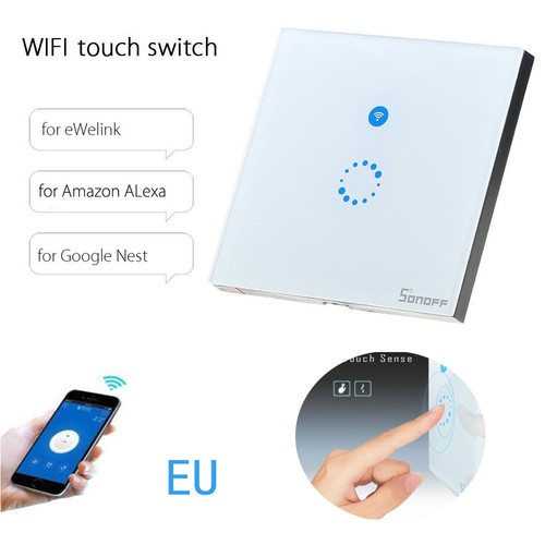Sonoff EU Plug 1 2 Gang WiFi Panel Touch Remote Wall Control Light Timing Switch