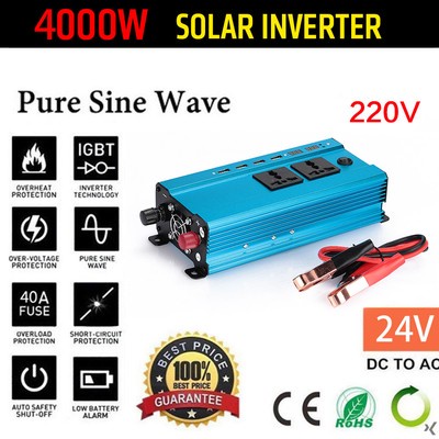 FD11 SolarPowerInverter4000WLED12/24V DC to 110/220V AC Pure Sine Wave Converter
