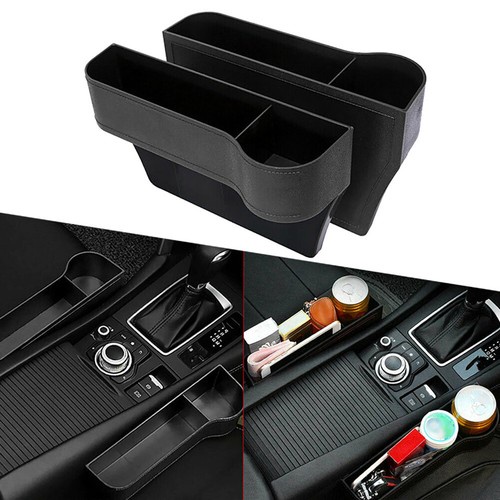 2pcs Car Seat Gap Catcher Storage Box Organizer Coin Console Side Pocket