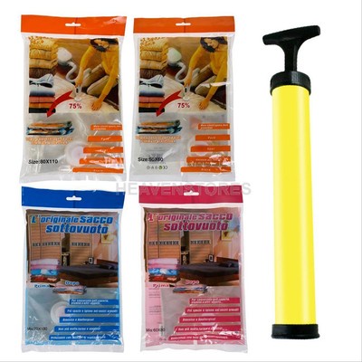 Air Vacuum Compressed Organizer Bags Space Saver Saving Storage Seal Bag Hanger