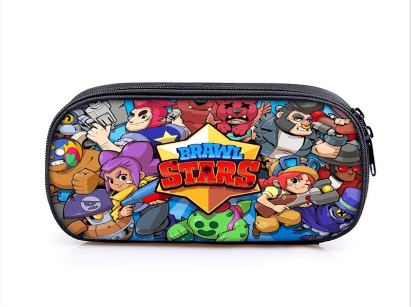 Anime Brawl Stars Logo Pencil Case Students Stationery Bag Girls Cosmetic Bag
