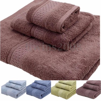3 Pcs/Kit Cotone Tinta Unita Asciugamani Spugna Morbida Faccia Teli hotel Bagno