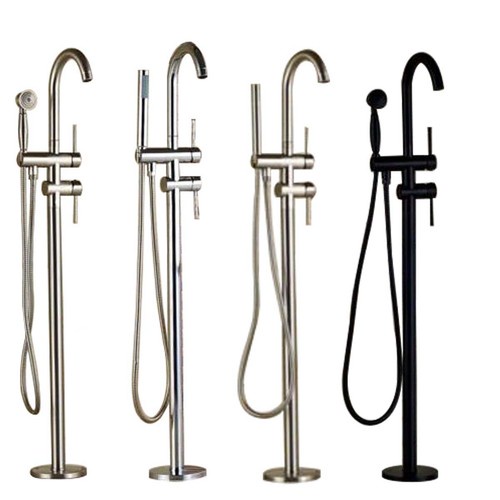 Free Standing Bathtub Faucet Floor Mount Brass Tub Filler Mixer Tap Hand Shower