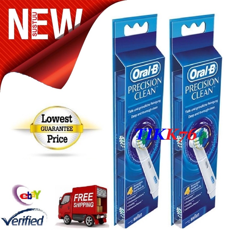 8 ORIGINAL BRAUN ORAL-B PRECISION CLEAN TOOTHBRUSH REPLACEMENT BRUSH HEADS EB20-