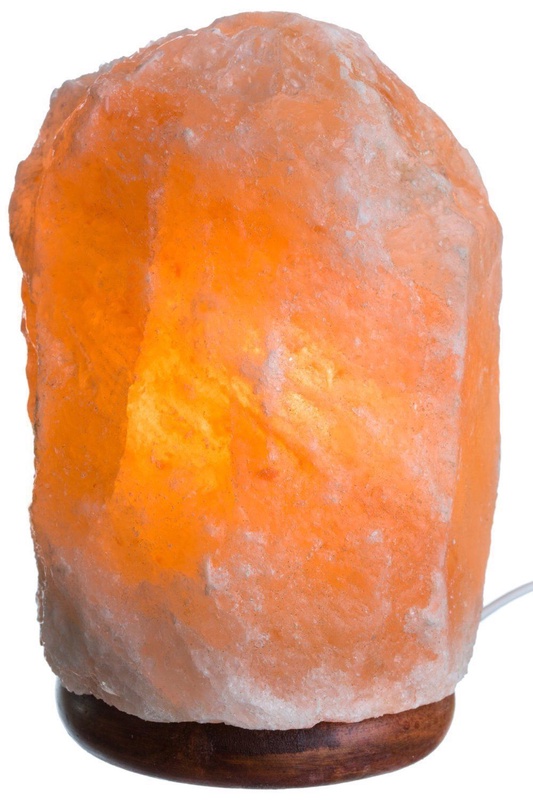HemingWeigh 13-19lb Rock Salt Lamp on Wood Base, Electric Wire & Bulb Included