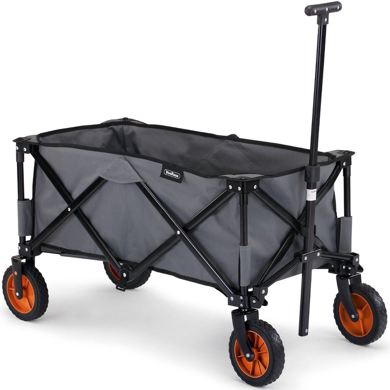 VonHaus Folding Camping Cart with Lining -  4 Wheeled Festival Trolley