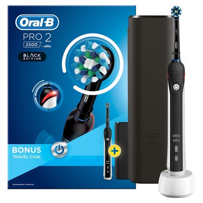 Braun Oral-B PRO 2 2500 Electric Toothbrush Rechargeable Power - Black Edition