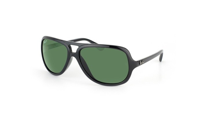Ray-Ban RB4162 Aviator Sunglasses with Black Frame and Green Polarized Lenses