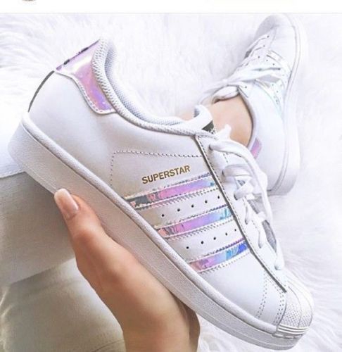 Superstar Junior White Hologram Girls Womens Shoes AQ6278