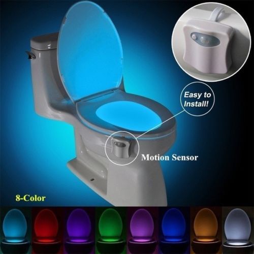 8 Colors LED Toilet Bowl Bathroom Light Motion Activated Seat Sensor Night Lamp