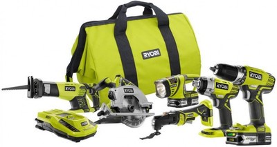 Ryobi Power Tool Combo Kit 18-Volt Lithium Ion Cordless Brushed Motor (6-Tool)