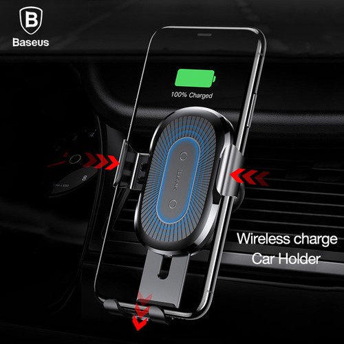 Baseus 10W QI Wireless Charger Car Mount Holder For iPhone X 8 Samsung Note8 S8