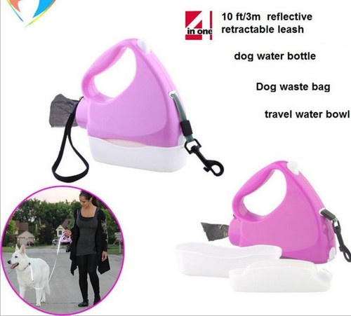 Nylon Reflective Retractable Pet Puppy Dog Leash Lead with Garbage Bag&Dog; Bowl