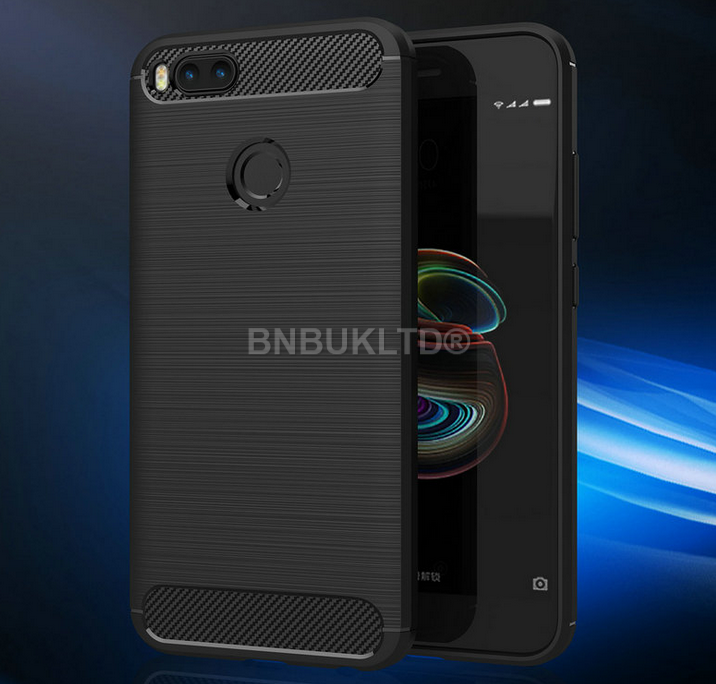 For Xiaomi Mi A1 Carbon Fibre Gel Case Cover Brushed & Glass Screen Protector