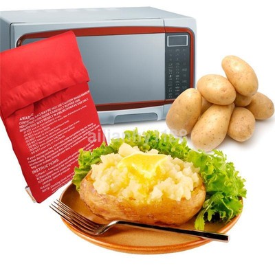 1PCS Microwave Baked Potato Cooking Bag Reusable Washable Corn Baking Red UK