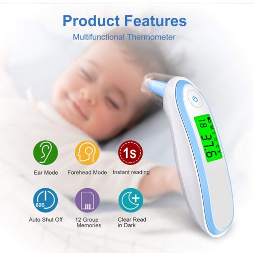 Forehead Ear Medical Thermometer Dual Mode Infrared Thermometer for Baby Infants
