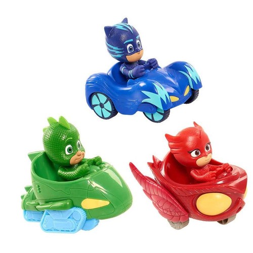 Set of 3 PJ Masks Action Figure Cartoon Toy Anime Scooter Vehicle Gekko Cat Car^
