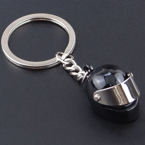 Neuf Moto Casque vélo Voiture Anneau Chain Porte Clés en Métal Keychain Noir