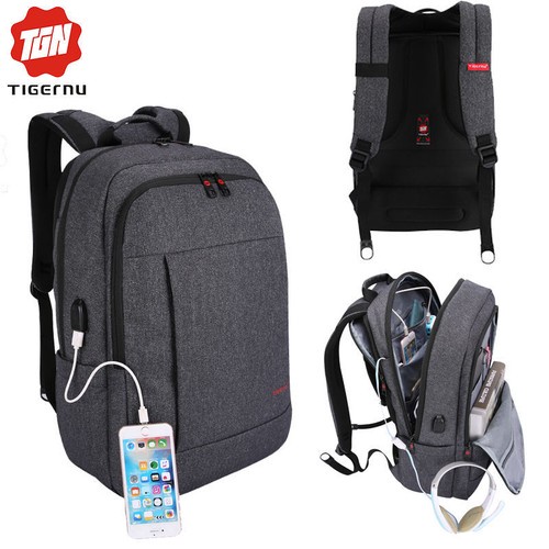 Tigernu Anti-theft USB charging Men Bag 15.6'' Laptop Backpack Women Backpack