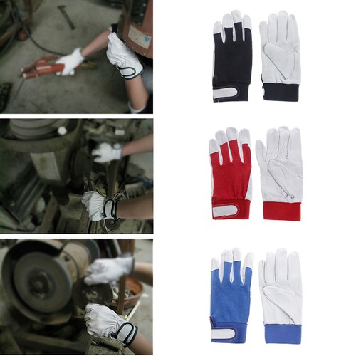 1Pair Leather Work Gloves Driving Working Safety Protective Gloves