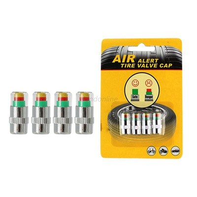 4pcs Tire Pressure Detecting Caps Visible Car Accessory Alarm Monitor Indicator