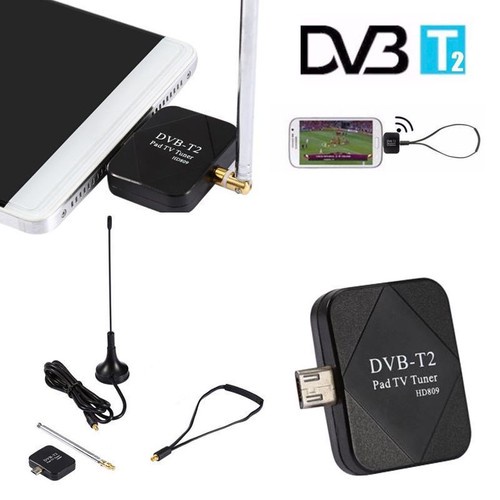 Micro USB DVB-T2 Digital Mobile TV Tuner Receiver + Antenna fr Android 4.0-6.0 R