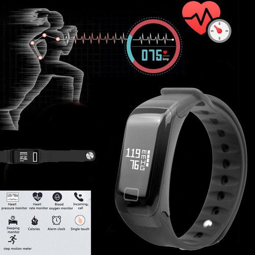 US F1 Blood Pressure/Oxygen Heart Rate Monitor Smart Watch Band Fitness Tracker