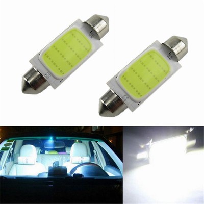 2x 41MM 12 SMD Bright White COB Festoon Dome Map LED Light Lamp Roof Bulb C5W