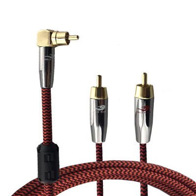 1 RCA to 2 RCA Phono Angle Splitter Y Cable Amplifier Speaker Subwoofer Cable 1M