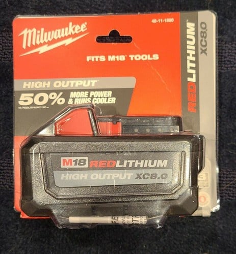 New Milwaukee 48-11-1880 M18 REDLITHIUM HIGH OUTPUT XC 8.0 Ah Battery new sealed