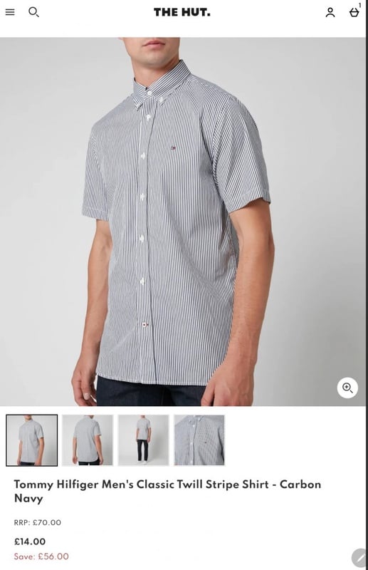 Tommy Hilfiger Men's Classic Twill Stripe Shirt - Carbon Navy | TheHut.com